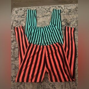 ❤️‍🔥BOGO FREE Buttery Soft Vertical Striped Leggings Set Blue Orange Black